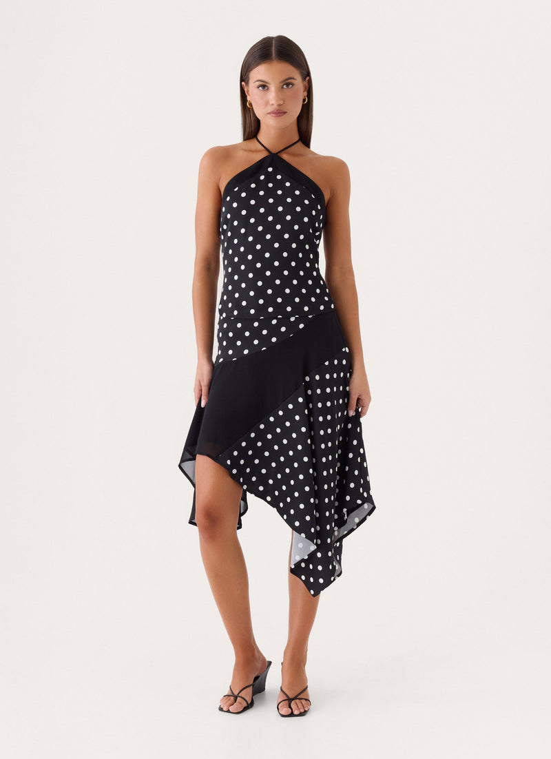 Klose Midi Skirt - Black Polka Dot