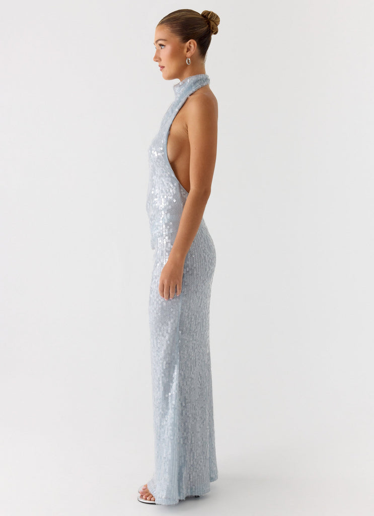 Kaida Sequin Maxi Dress - Misty Blue Peppermayo US Kaida Sequin Maxi Dress - Misty Blue Peppermayo US