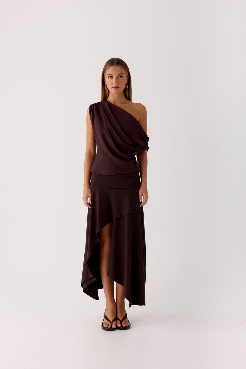 Lycia Midi Skirt - Chocolate