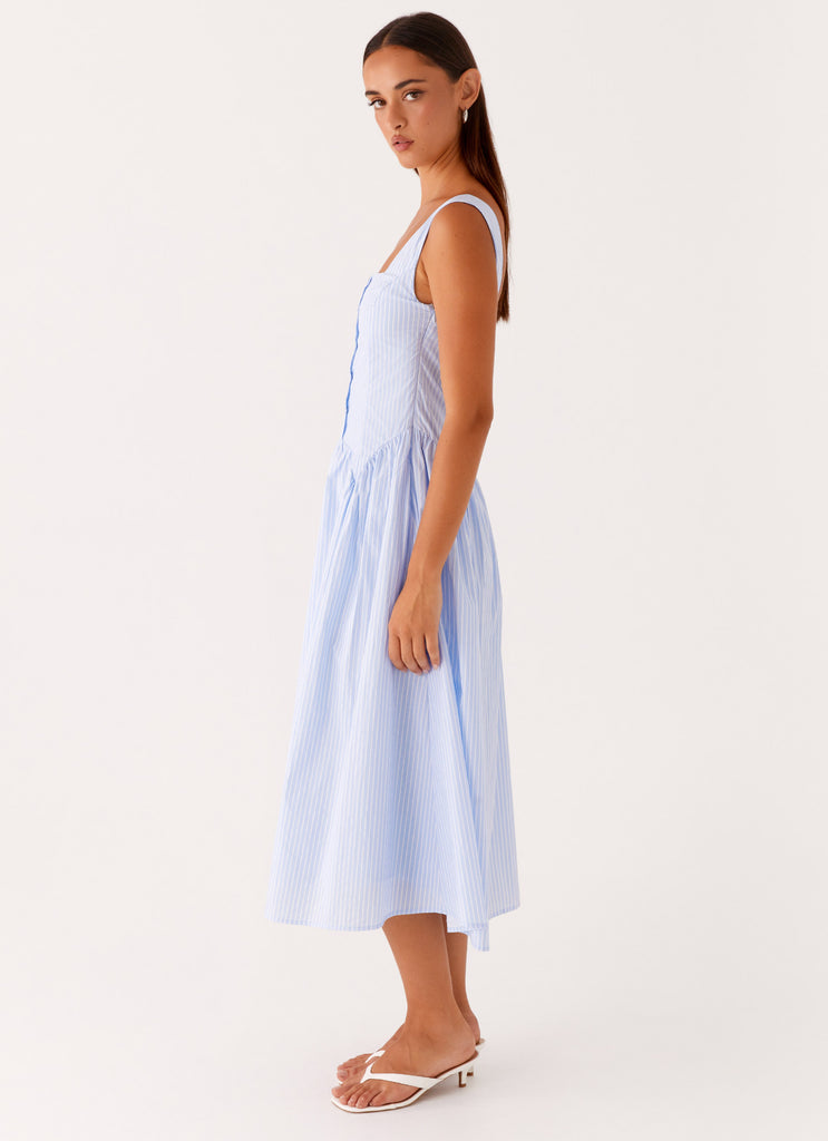 Kalina Midi Dress - Blue White Stripe Peppermayo US Kalina Midi Dress - Blue White Stripe Peppermayo US