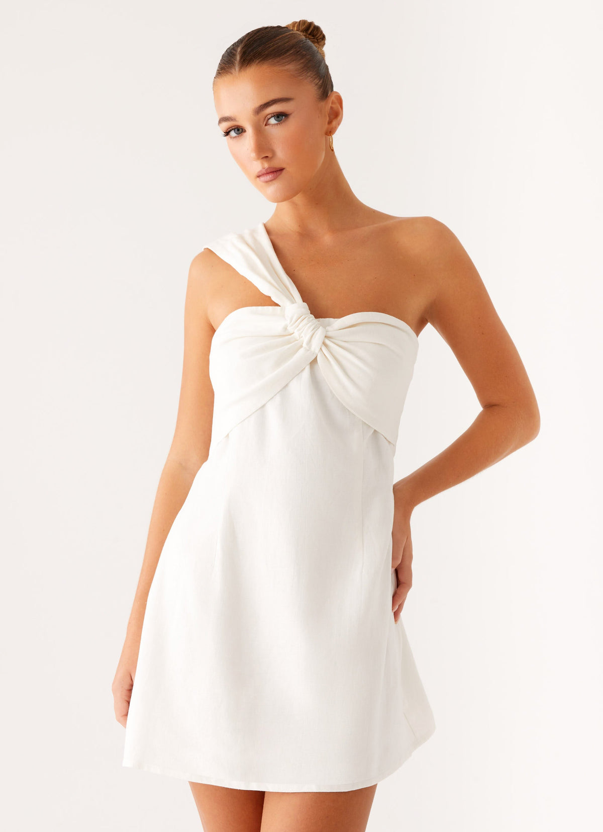 White Sorority Dress | Kameron Linen Mini Dress