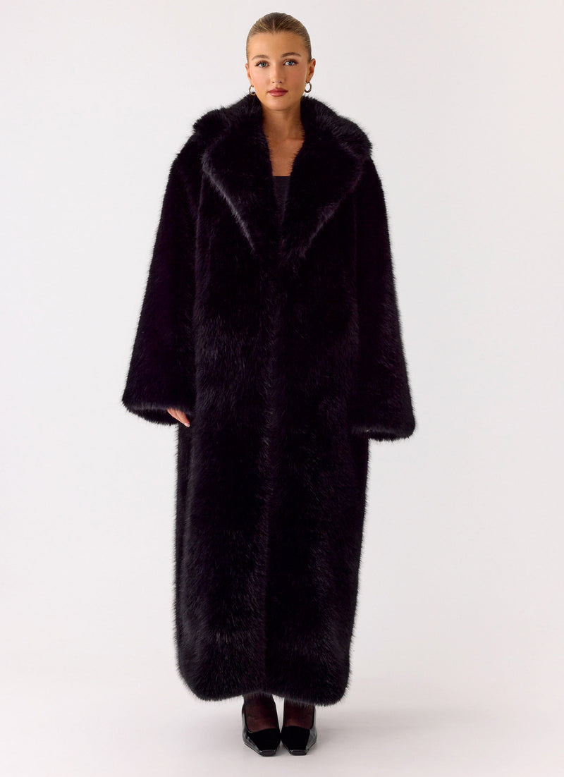 Kamil Faux Fur Maxi Coat - Black