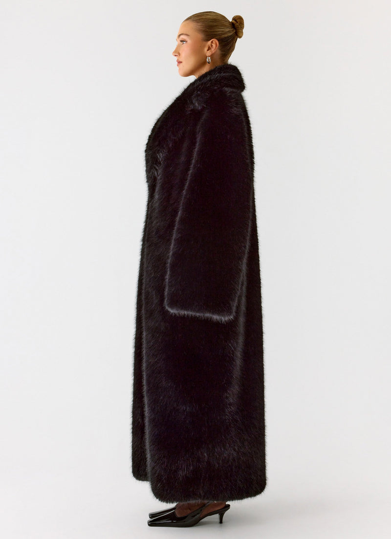 Kamil Faux Fur Maxi Coat - Black