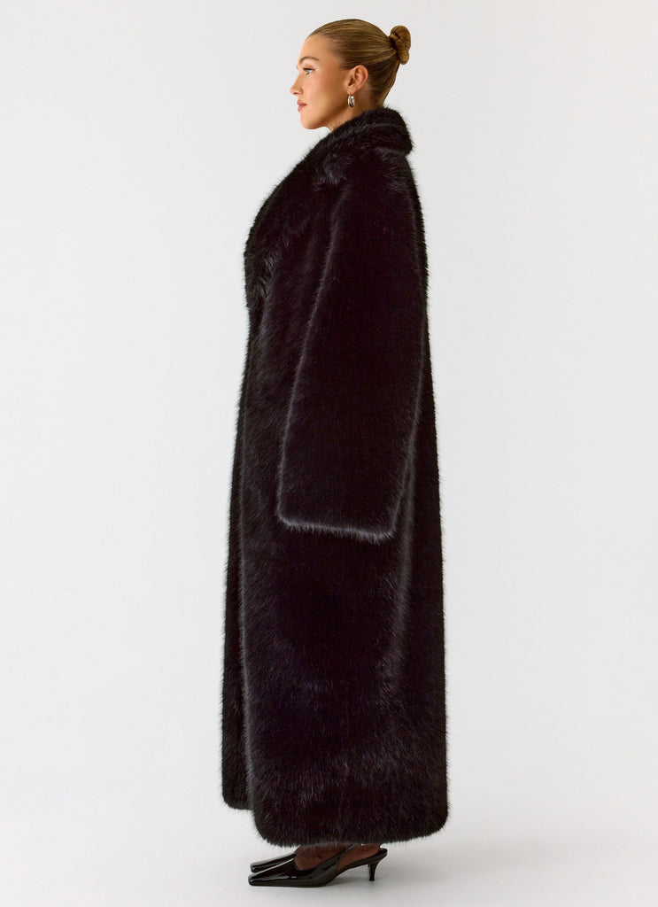 Kamil Faux Fur Maxi Coat - Black
