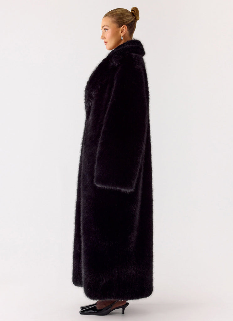 Kamil Faux Fur Maxi Coat - Black