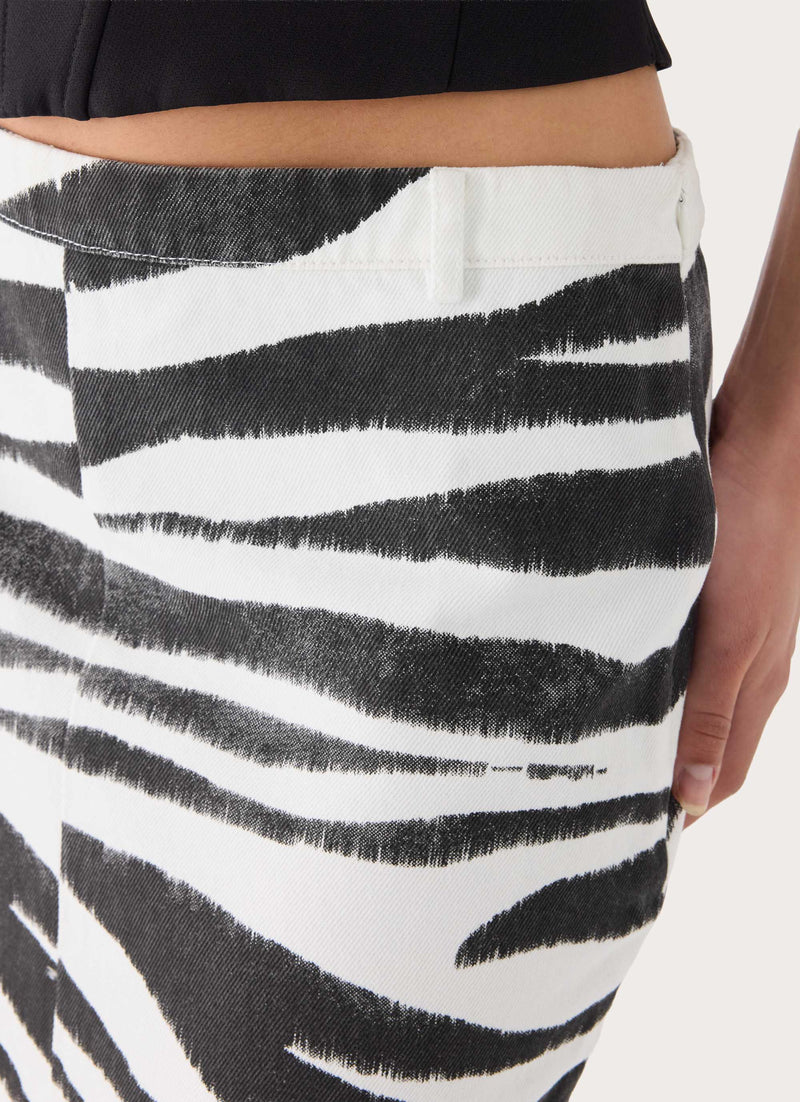 Kamili Low Rise Midi Skirt - Zebra