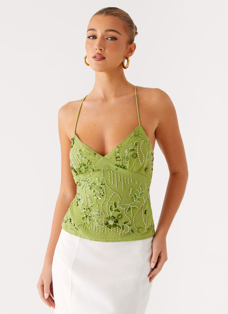 Kamilla Sequin Cami Top - Lime