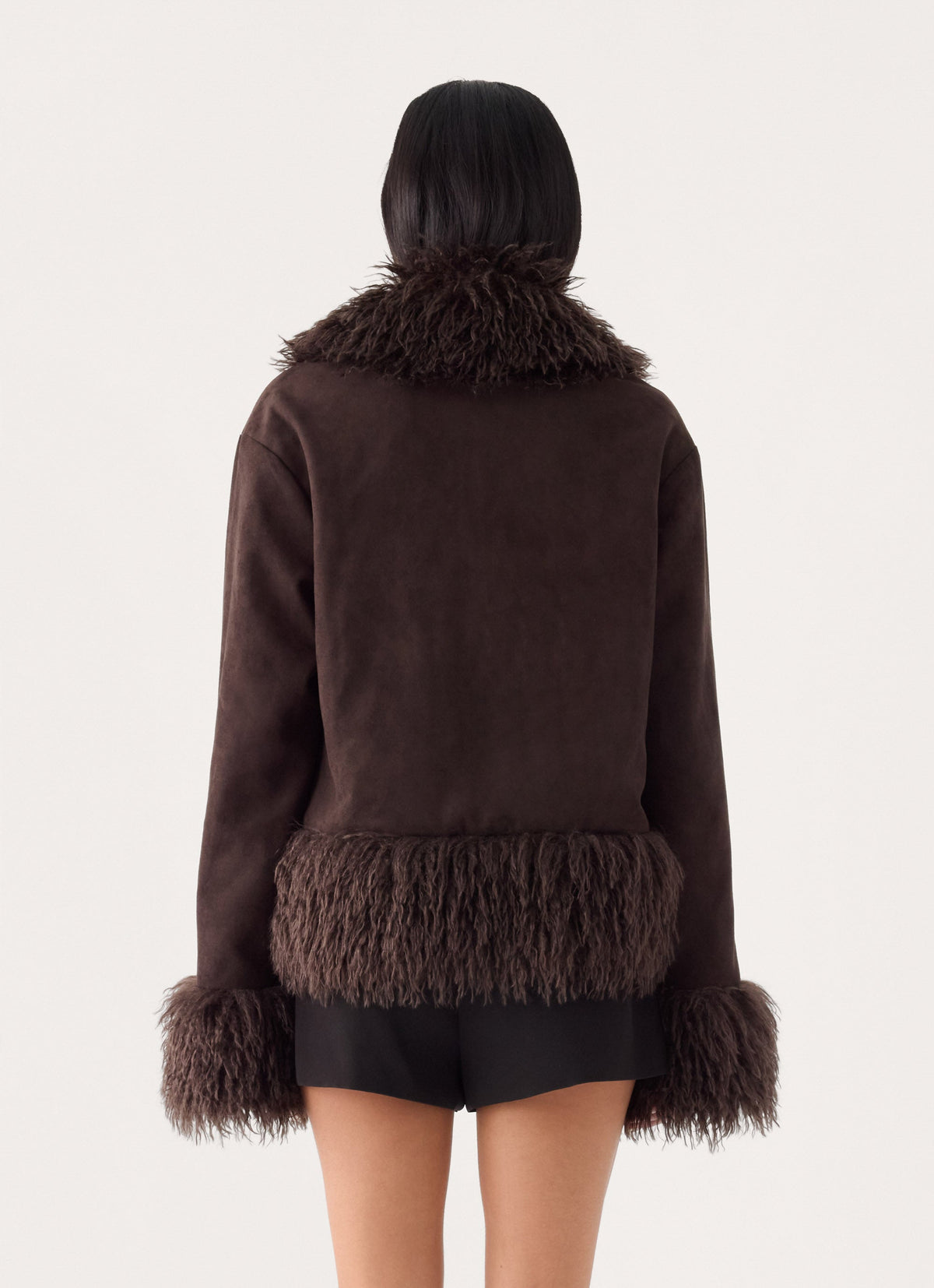 Kamsy Fur Trim Coat - Chocolate