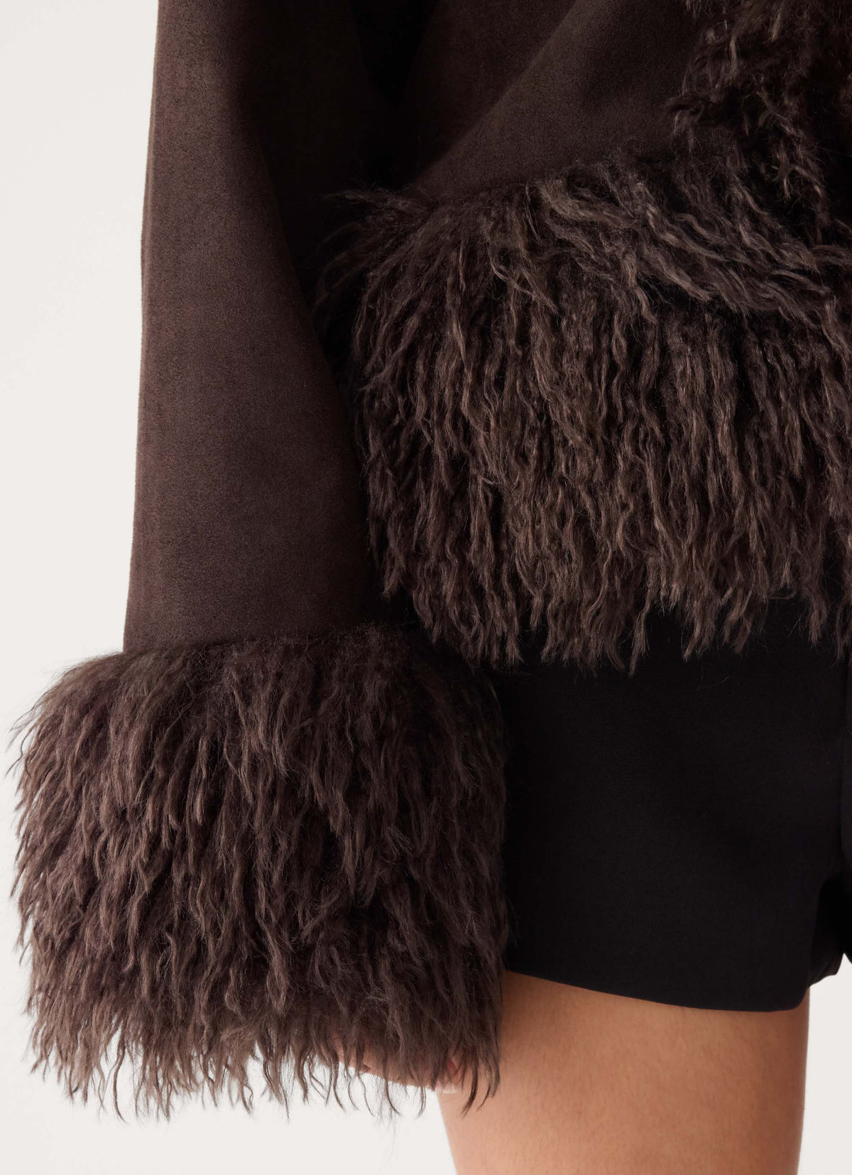 Kamsy Fur Trim Coat - Chocolate