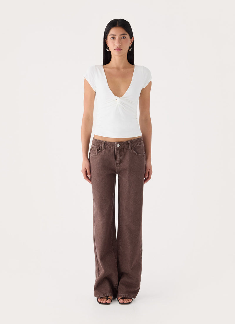 Karinta Straight Leg Denim Jeans - Chocolate