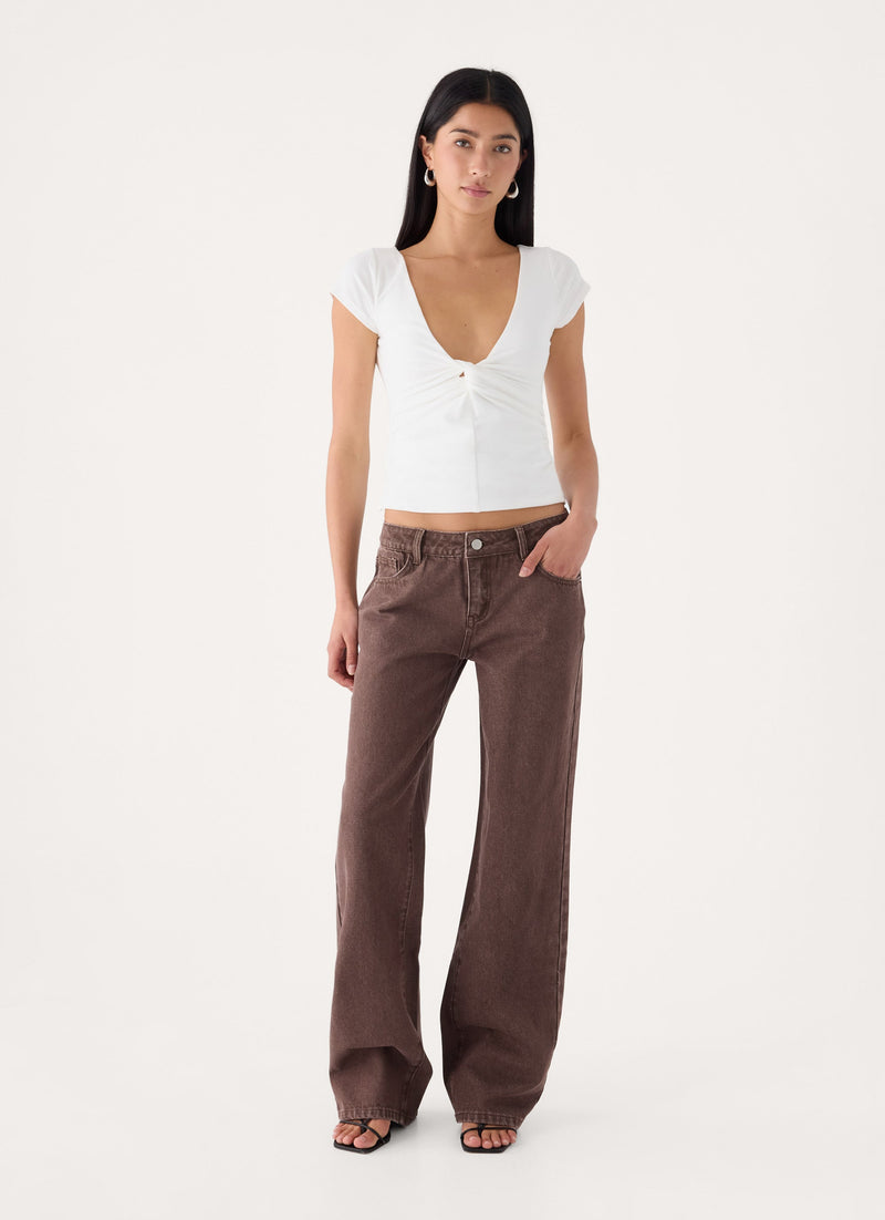 Karinta Straight Leg Denim Jeans - Chocolate