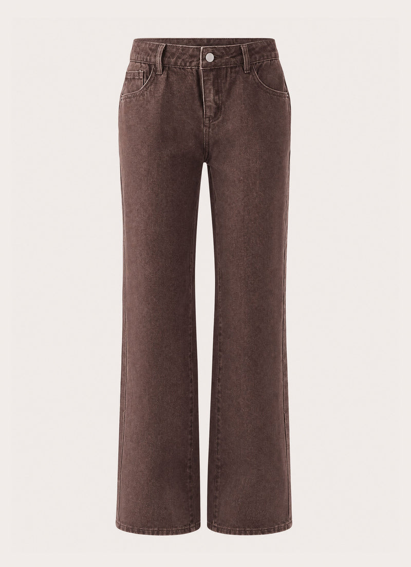 Karinta Straight Leg Denim Jeans - Chocolate