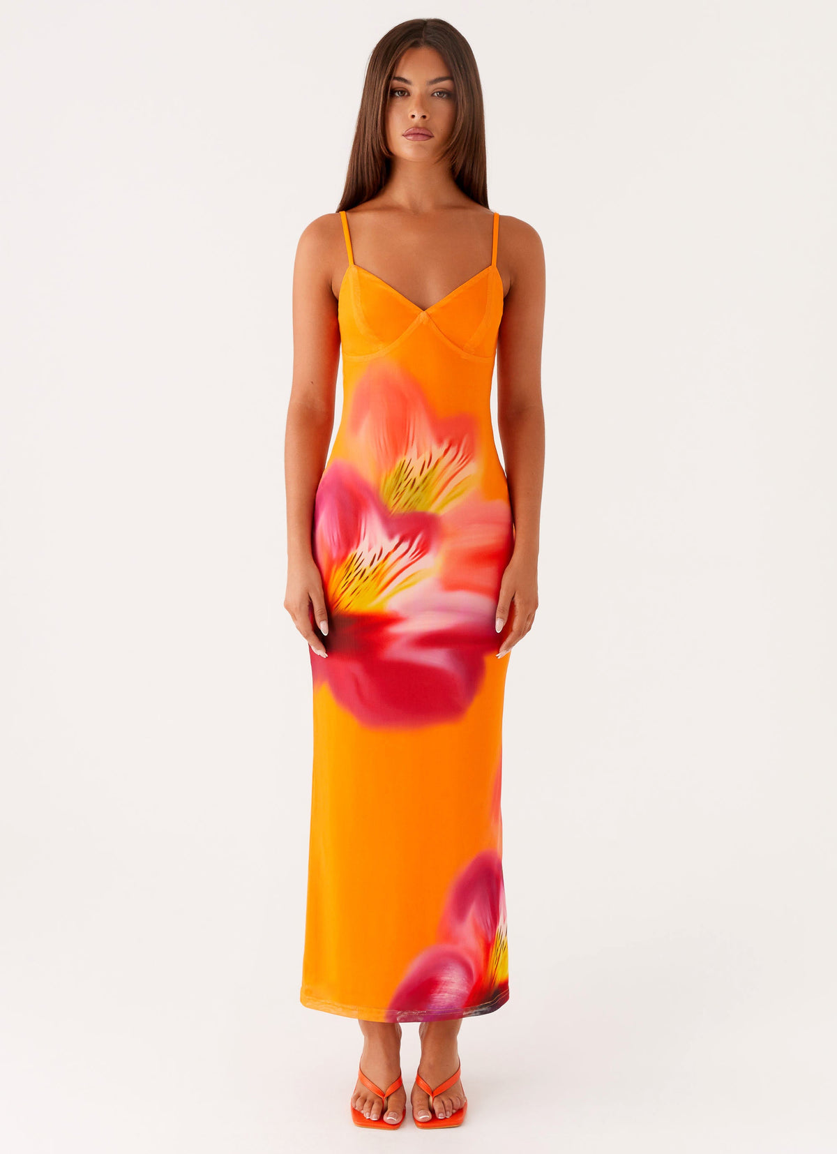 peppermayo orange dress Carmen Maxi 128 cm / 50.4 in Kasey Midi Dress - Orange