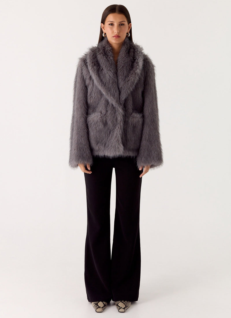 Katiana Faux Fur Jacket - Grey