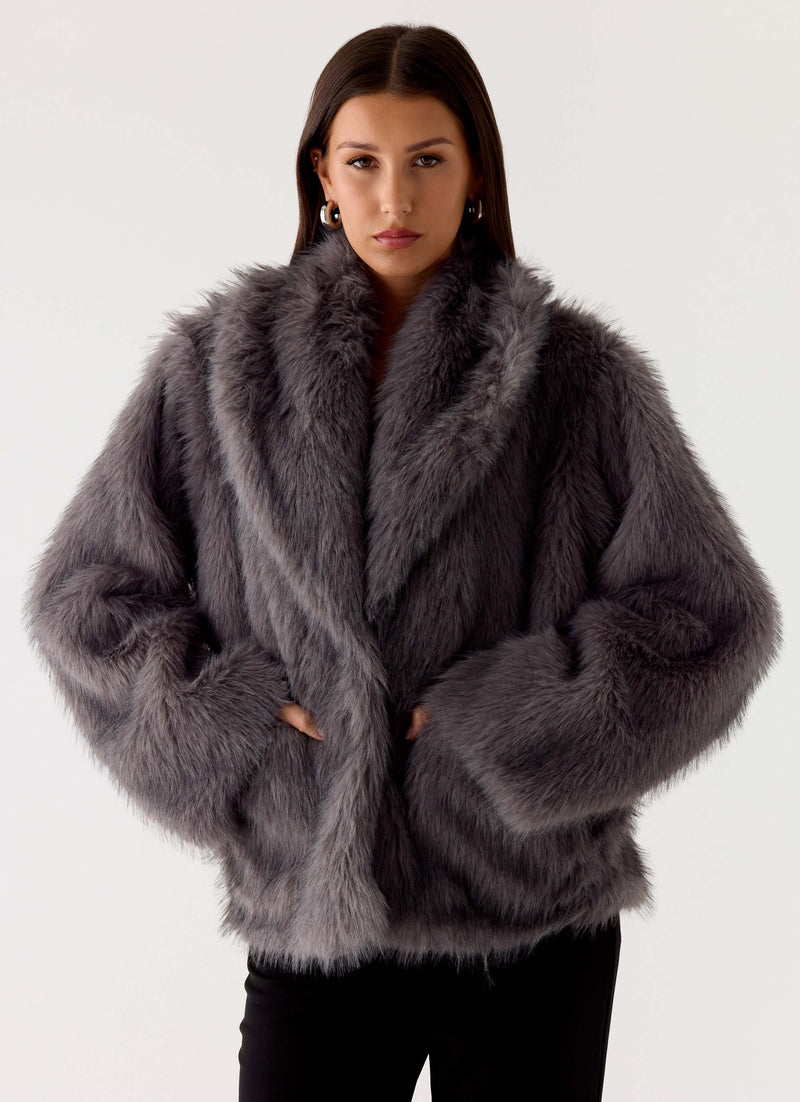 Katiana Faux Fur Jacket - Grey