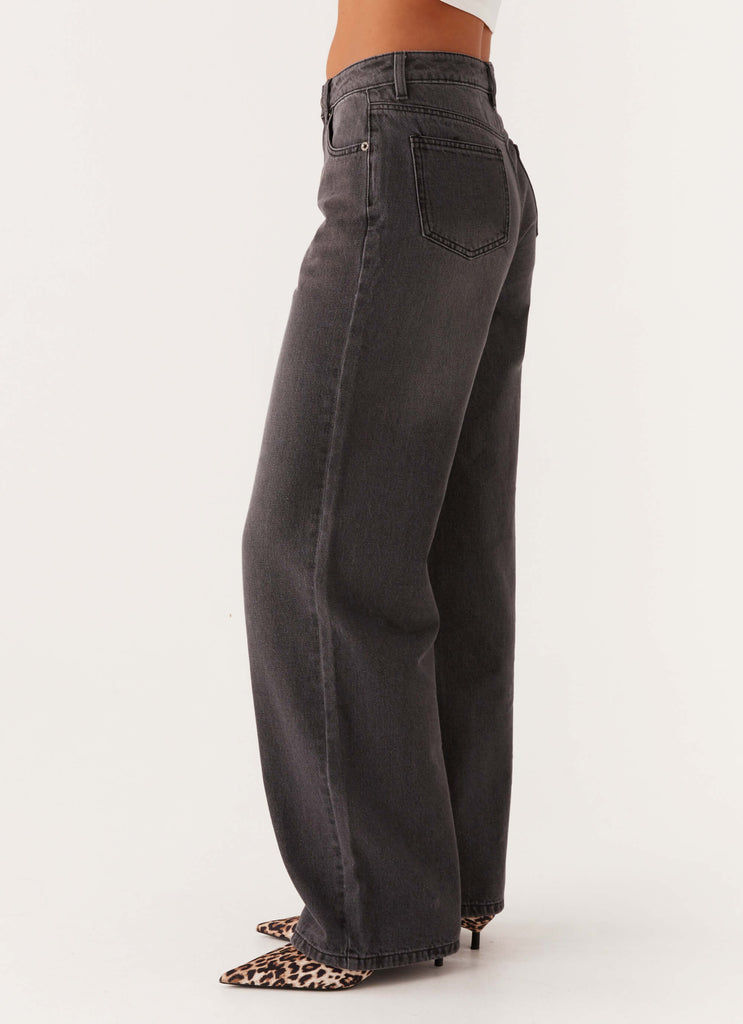 Keanna Low Rise Denim Jeans - Charcoal