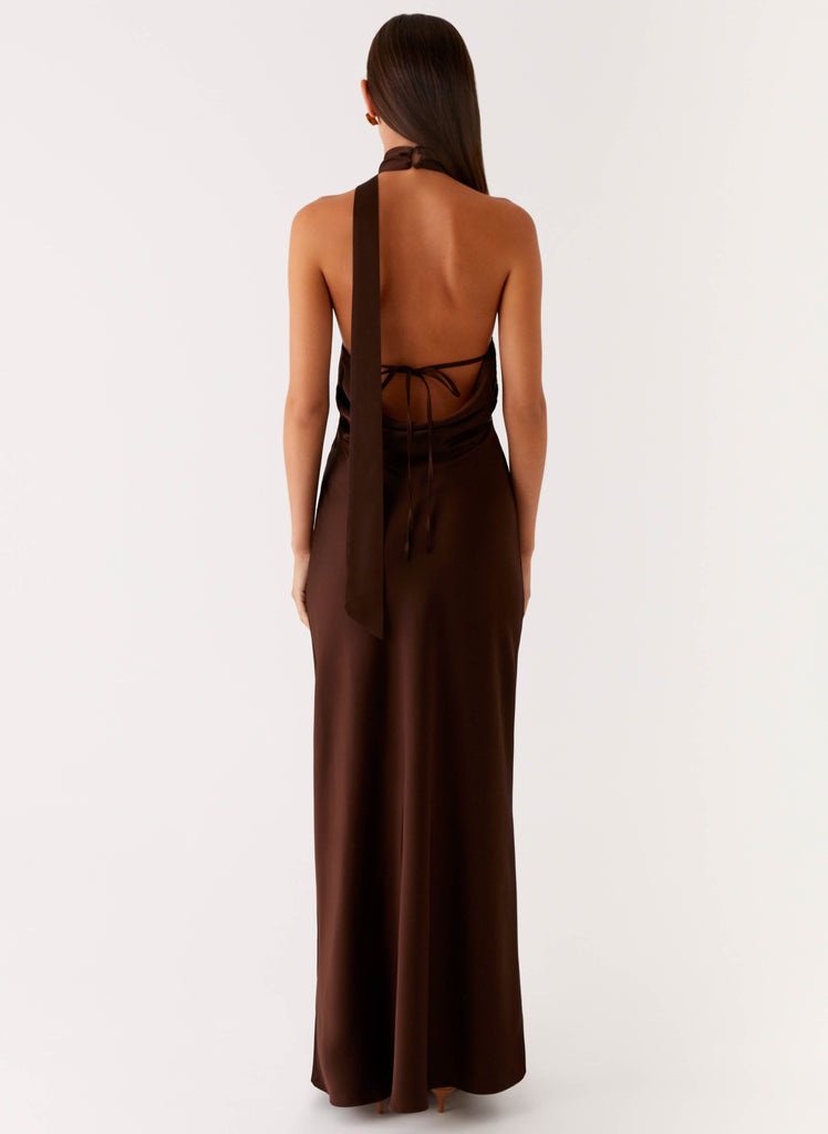 Keena Scarf Maxi Dress - Chocolate Keena Scarf Maxi Dress - Chocolate
