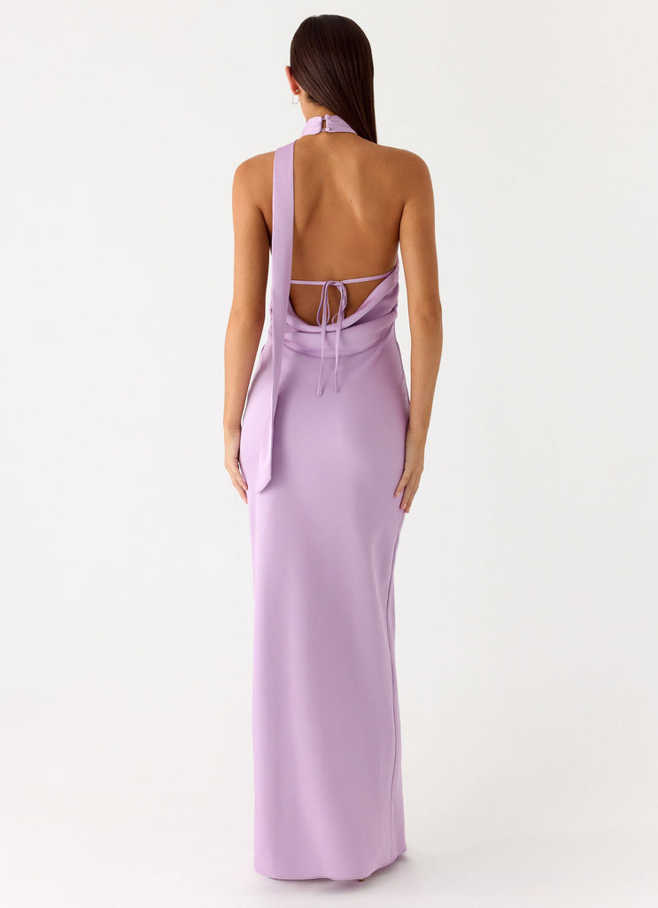lavender halter dress Keena Scarf Maxi Dress