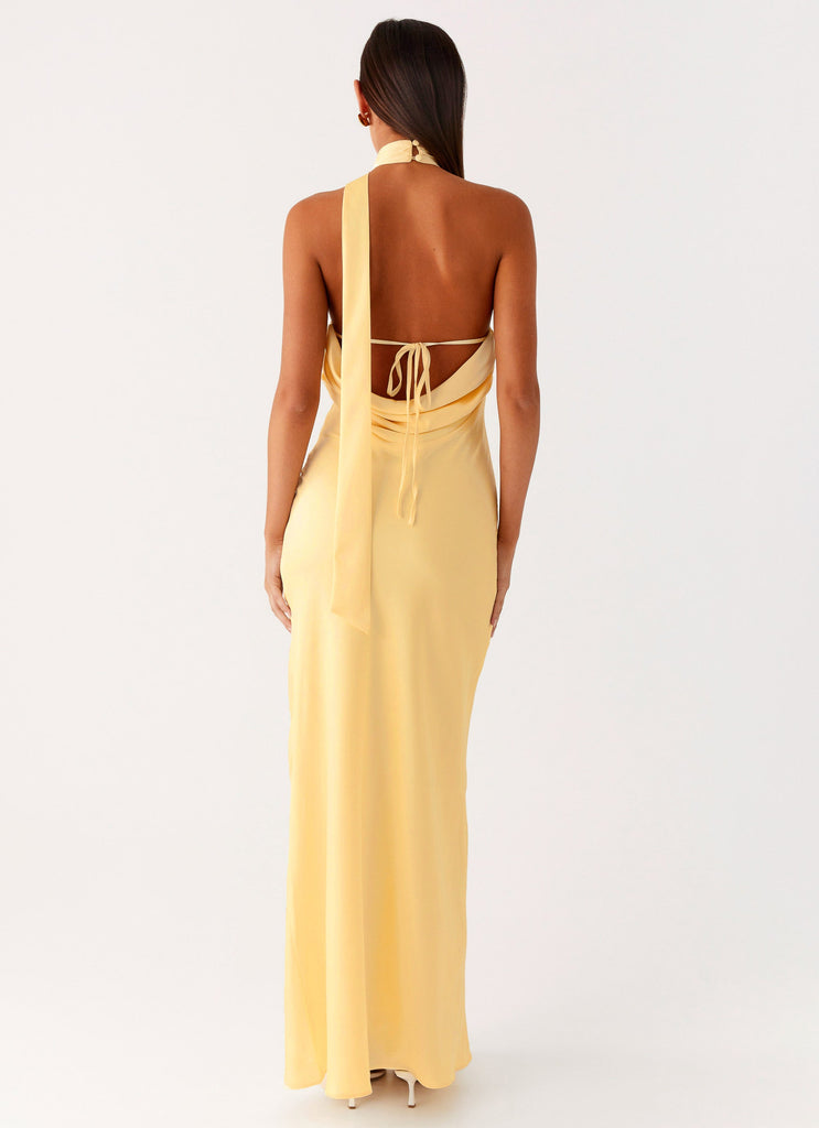 Keena Scarf Maxi Dress - Lemon Lemon / US 18 Keena Scarf Maxi Dress - Lemon Lemon / US 18