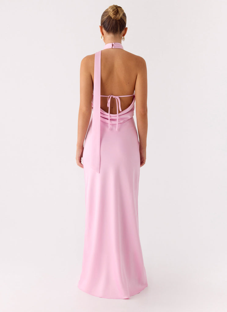 pink maxi dress with neck scarf Jadira Scarf Maxi Dress | Light Pink | Womens