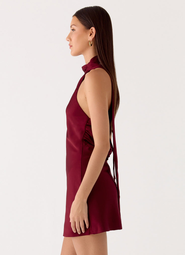 Keena Scarf Mini Dress - Burgundy