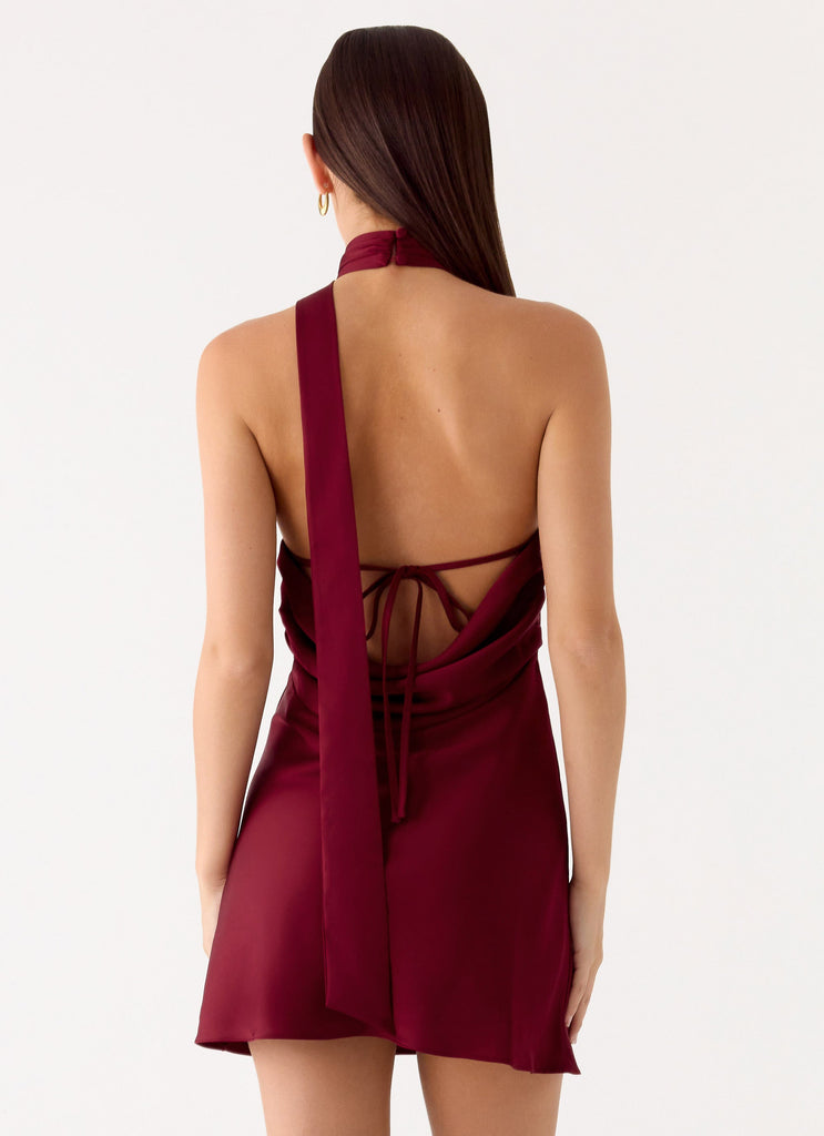 Keena Scarf Mini Dress - Burgundy Peppermayo US Keena Scarf Mini Dress - Burgundy Peppermayo US
