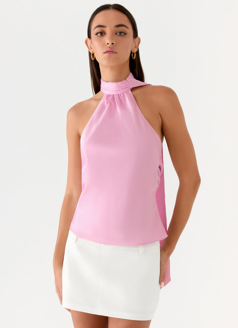 Keena Scarf Top - Pink