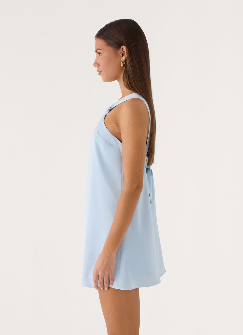 Keira Satin Mini Dress - Blue