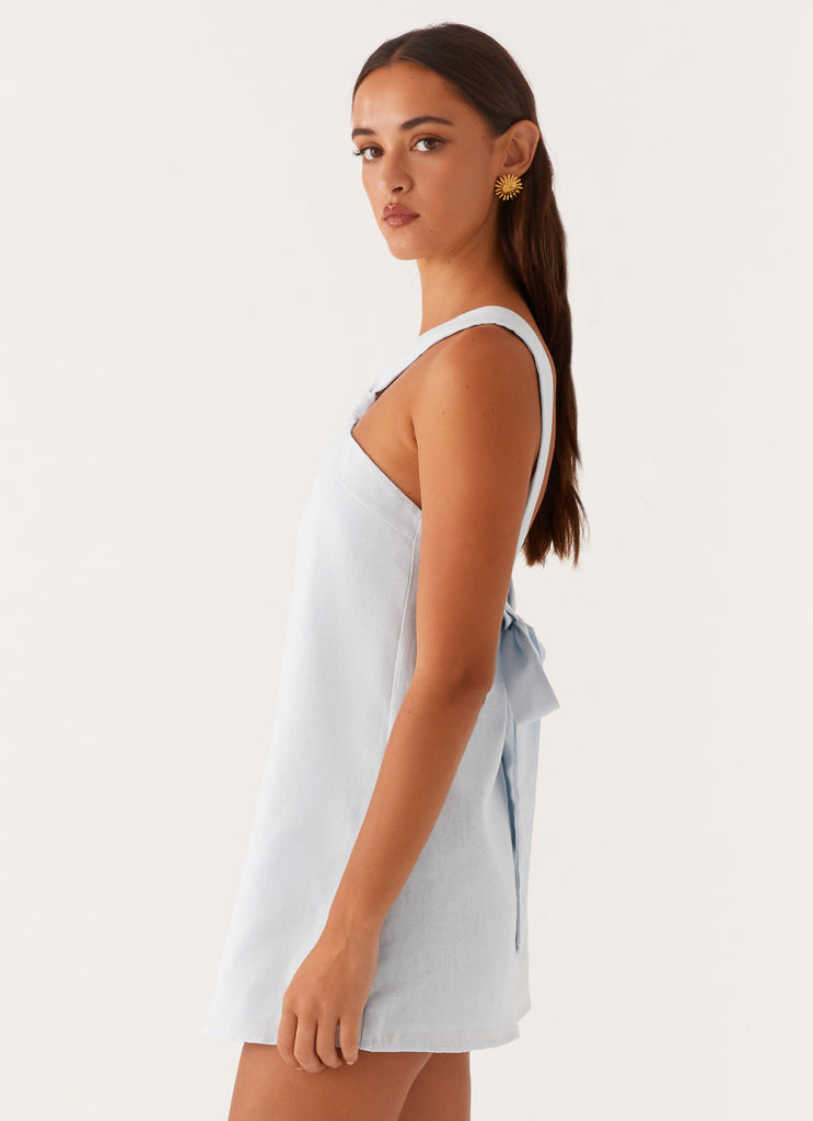 Keira Linen Micro Mini Dress - Blue Keira Linen Micro Mini Dress - Blue