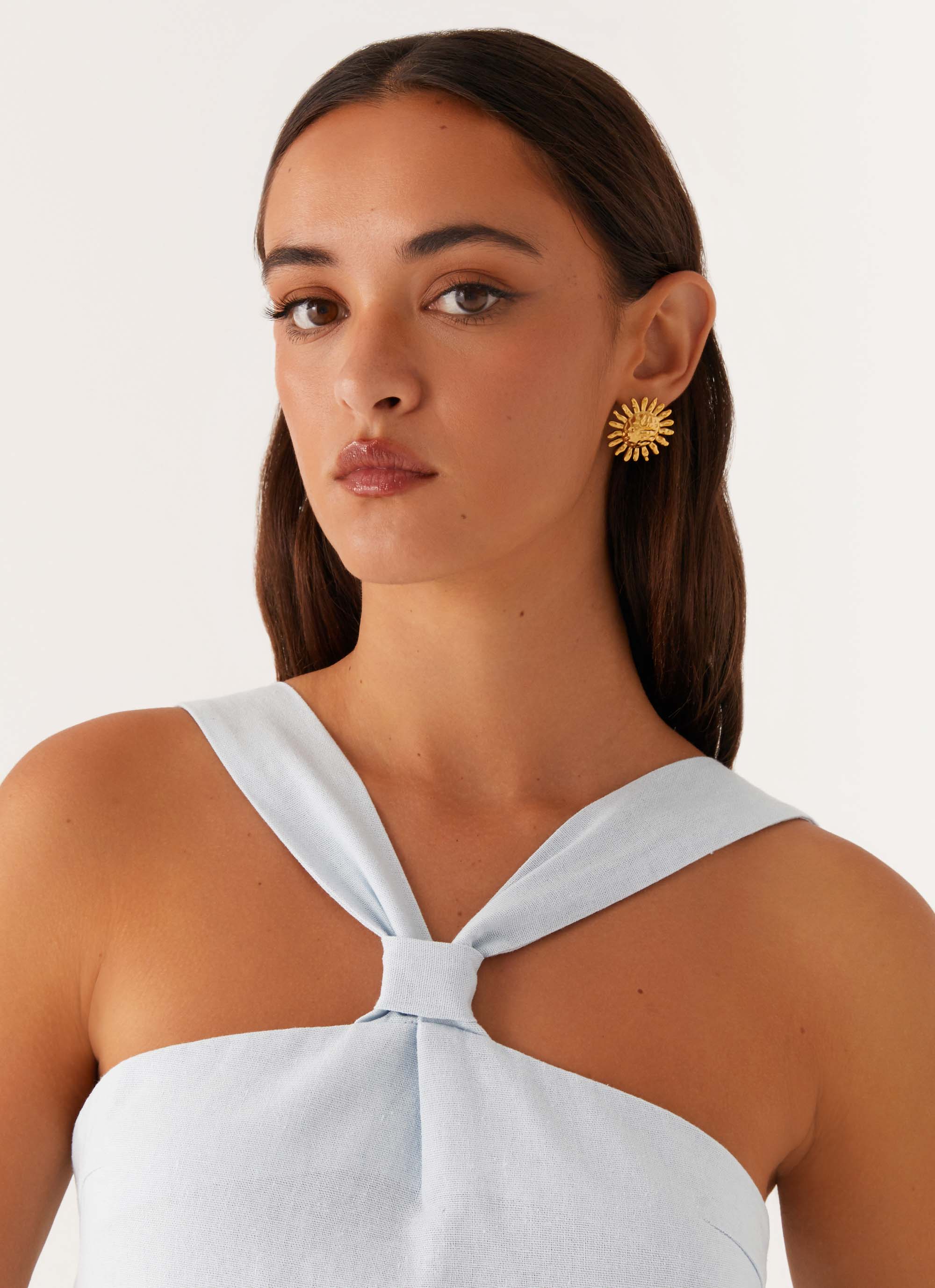 Keira Linen Micro Mini Dress - Blue – Peppermayo US