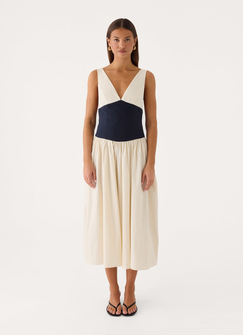 Kendall Midi Dress - Ivory/Black