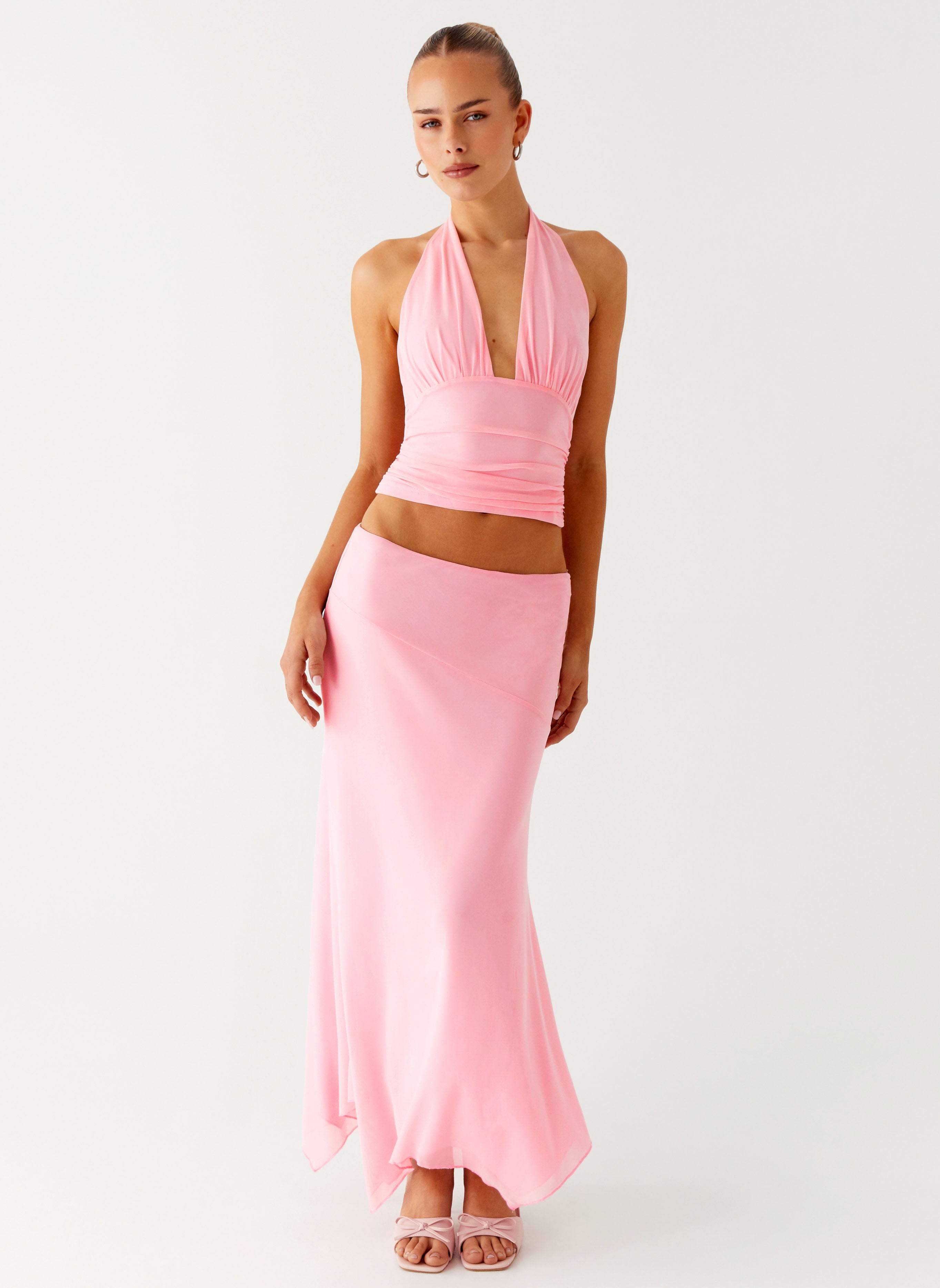 Pink Statement Top Kerrie Halter Top - Baby Pink – Peppermayo US