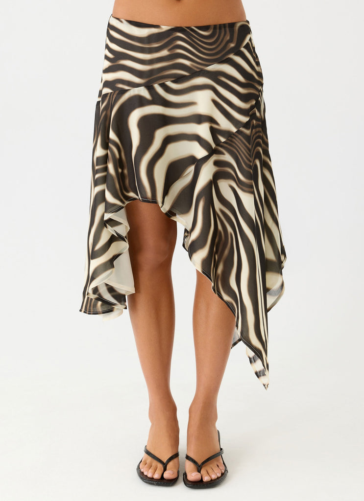 Kia Low Rise Asymmetrical Midi Skirt - Zebra