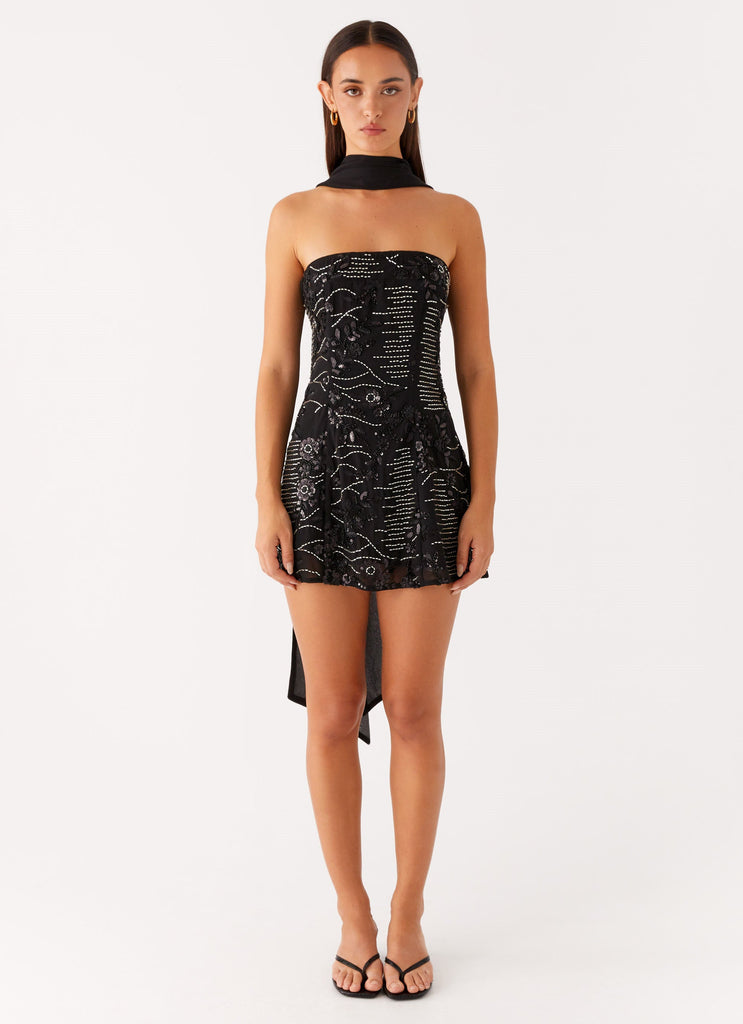 Kiesha Strapless Scarf Mini Dress - Black Peppermayo US Kiesha Strapless Scarf Mini Dress - Black Peppermayo US