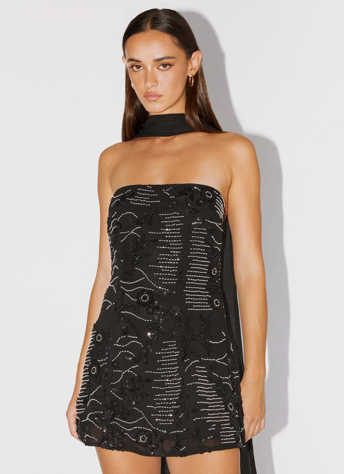 Kiesha Strapless Scarf Mini Dress
