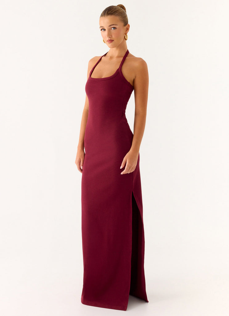 Kill This Love Ribbed Maxi Dress - Dark Cherry