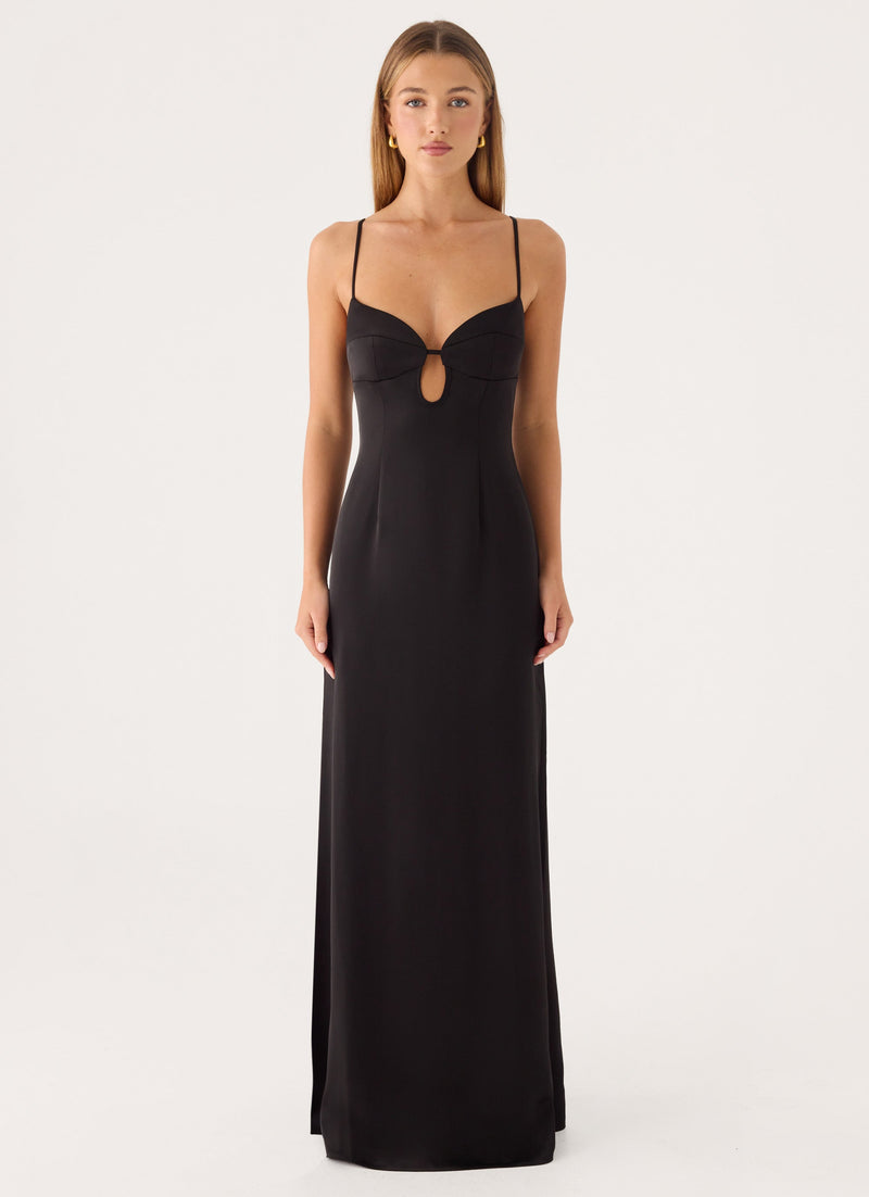 black dress long Honey Maxi - US 4 Plus Size Formal Dresses Designer Black Maxi Dresses - Peppermayo