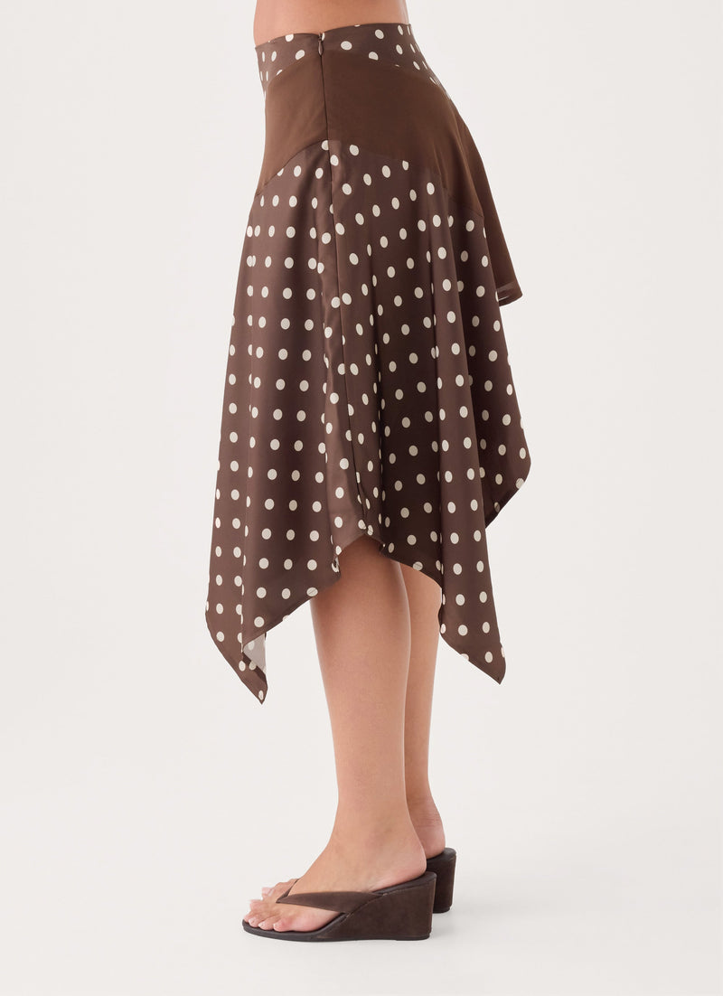 Klose Midi Skirt - Brown Polka Dot