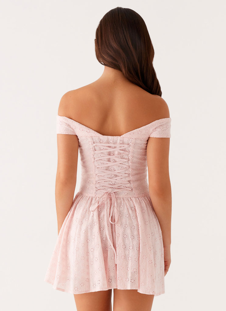 Koa Off Shoulder Mini Dress - Peach