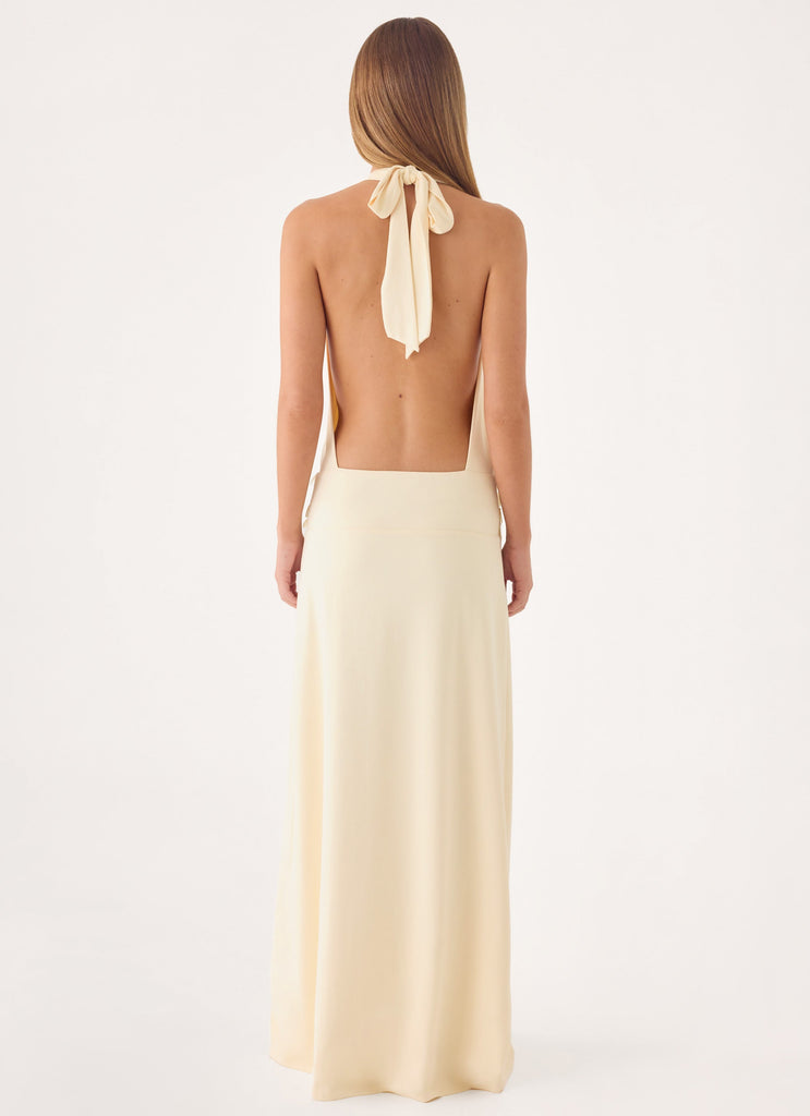 Kolisa Beaded Halter Maxi Dress - Cream