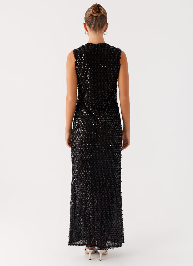 quiz black sequin maxi dress QUIZ Women's Sequin Tie Front Maxi Dress