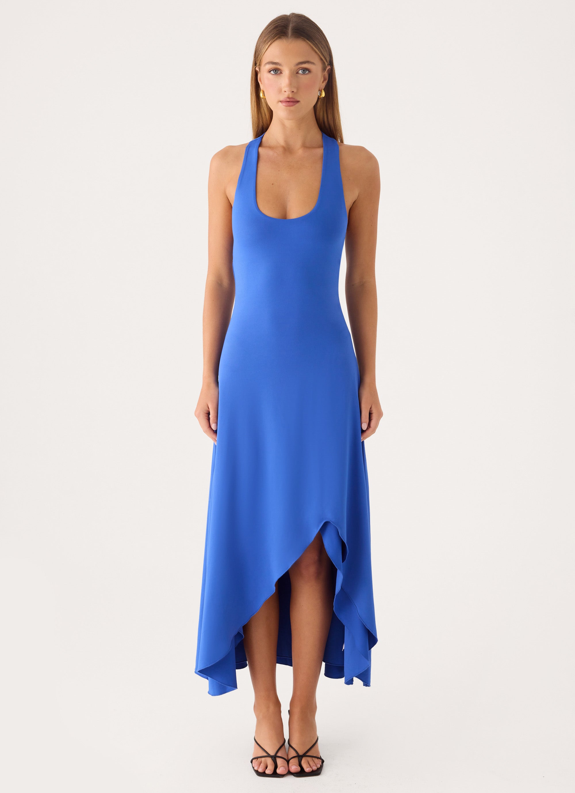 Kyrra Asymmetrical Midi Dress - Electric Cobalt – Peppermayo US