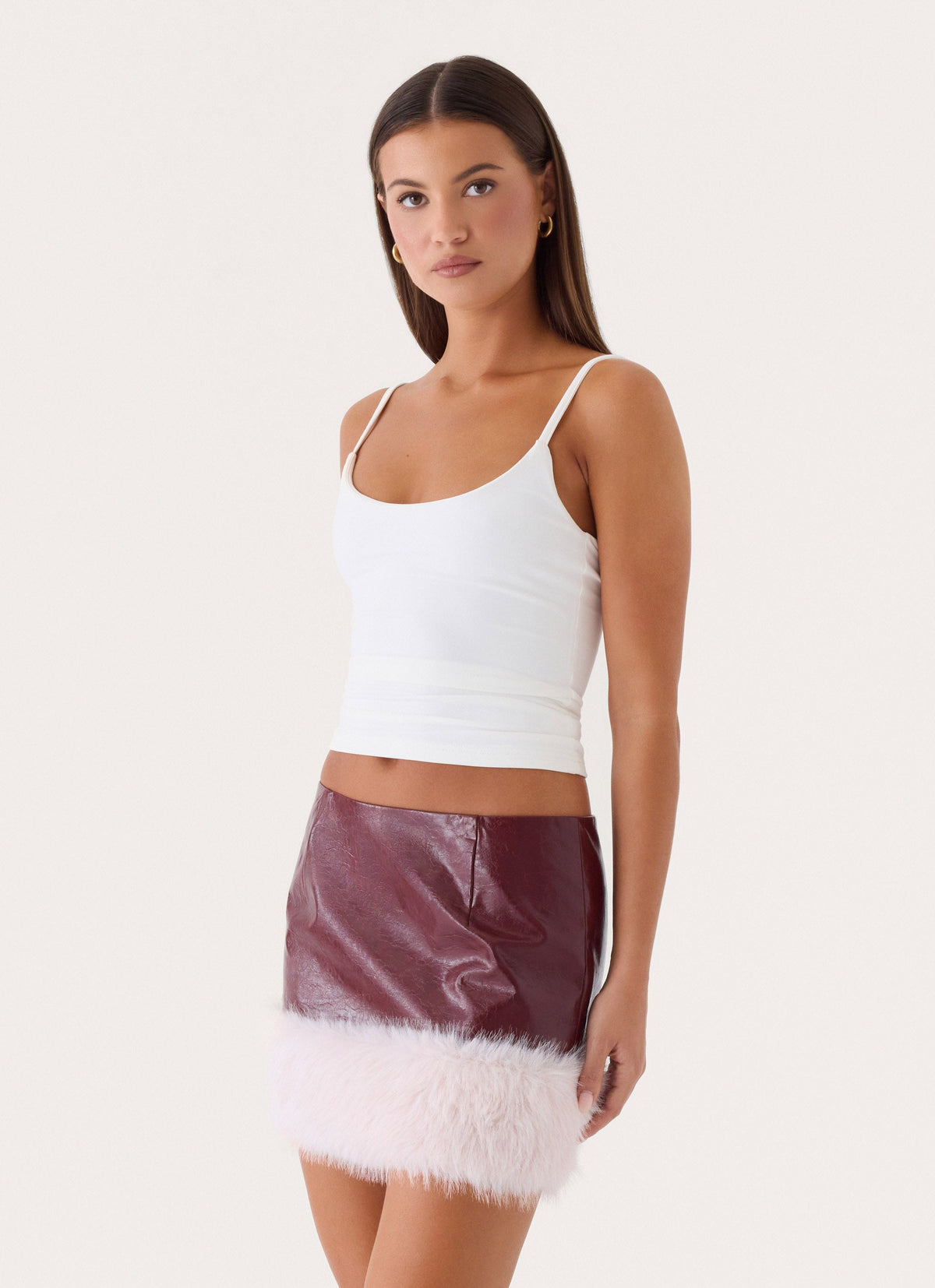 Love Child Faux Leather Mini Skirt - Burgundy