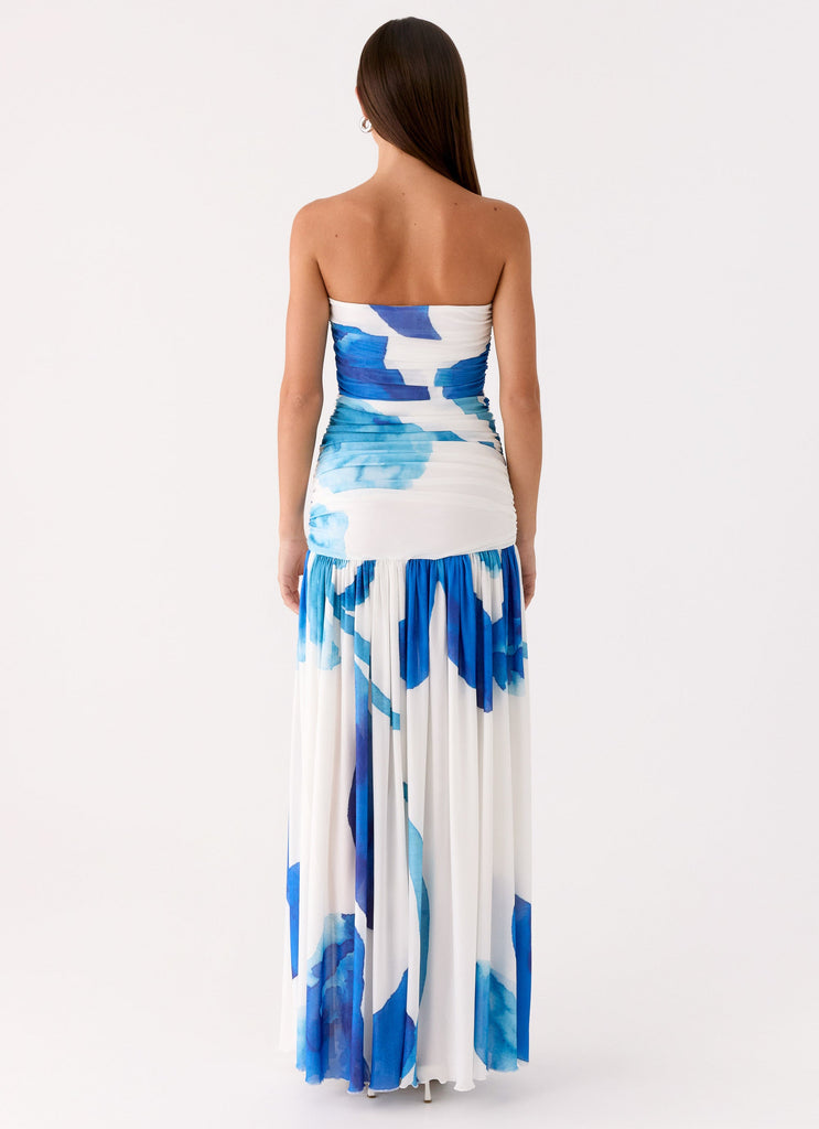 cerulean blue maxi dress GRECIA Blue and Gold Maxi Dress
