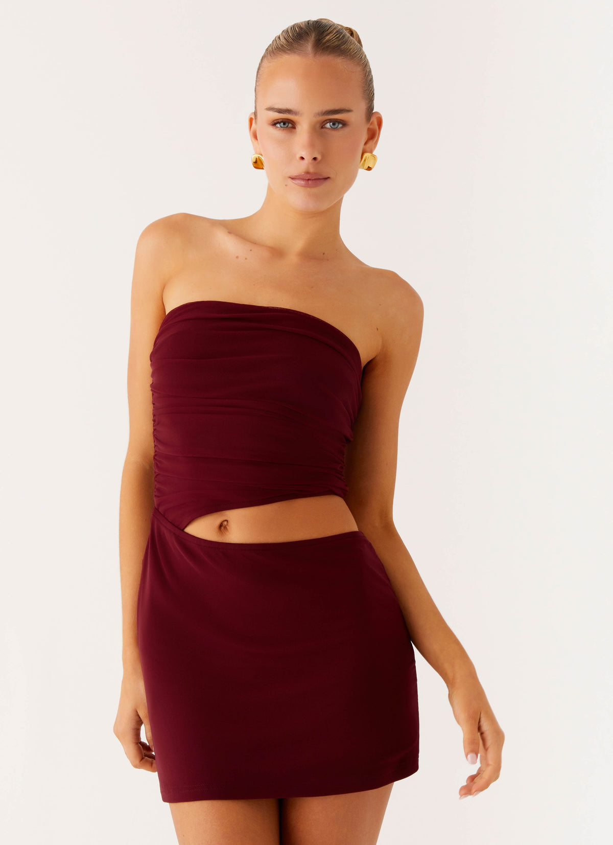 short dress maroon Simple Burgundy Prom Burgundy Homecoming Dress US 8 / Custom Color Hidden back zipper/clasp Forever Things Mesh Mini Dress