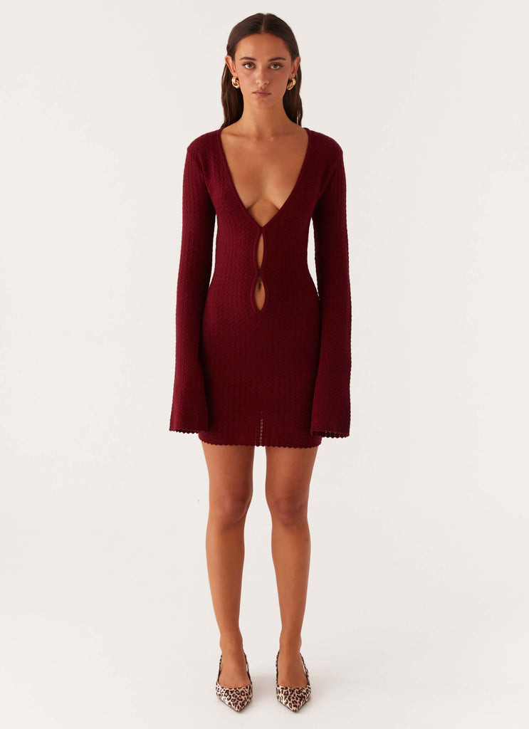 Lavelle Knit Mini Dress - Maroon