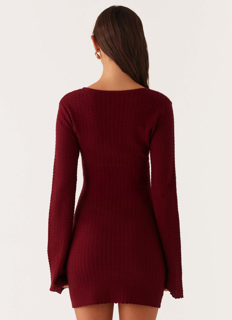 Lavelle Knit Mini Dress - Maroon