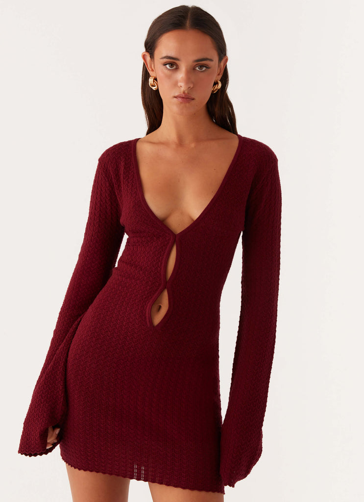 Lavelle Knit Mini Dress - Maroon