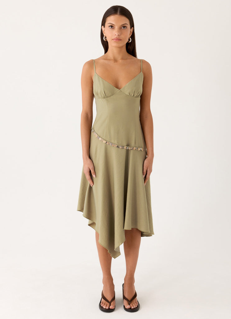 Lazure Midi Dress - Pale Olive Peppermayo US Lazure Midi Dress - Pale Olive Peppermayo US