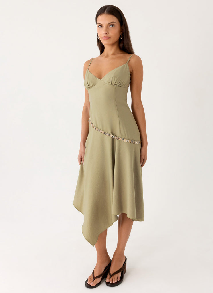 Lazure Midi Dress - Pale Olive